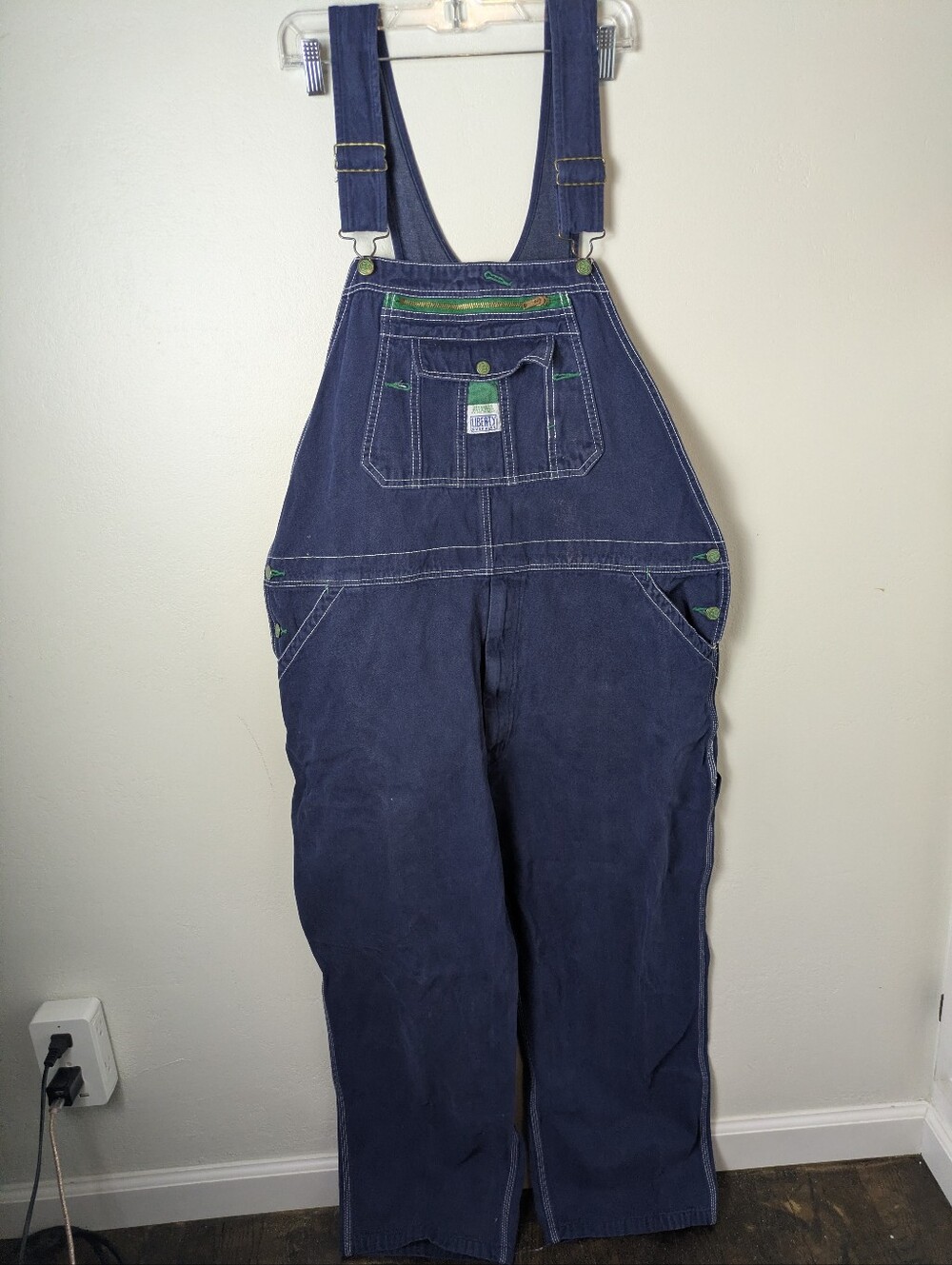 Men's Vintage Liberty Overalls 46x30 Dark Wash